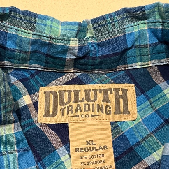 Duluth‎ Trading Company Men’s Xl Long Sleeve Green and Blue Casual Button Down - Picture 8 of 12